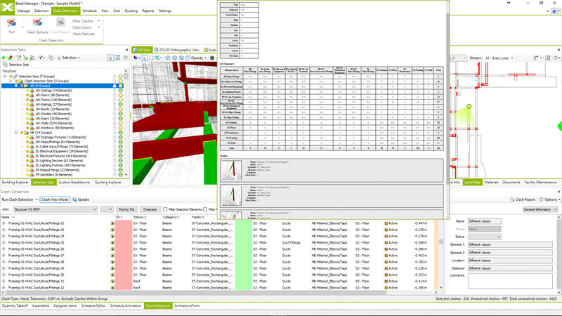 Építési projekt tervezést támogató 3D BIM szolgáltatása: Ütközésvizsgálat részletek